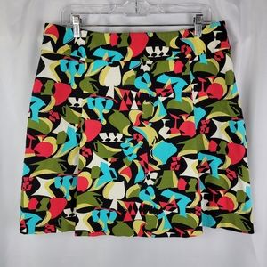 Talbots Womens Art To Wear Stretch Vibrant Colorful Pleated A-Line Skirt Plus 16